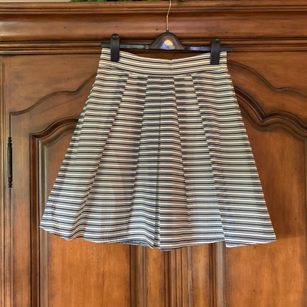 J Crew Stripe Pleated Skirt